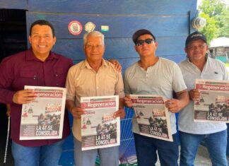 POLÍTICA BALANCÁN / Rusber Correa Damas realiza caminata y entrega el periódico Regeneración en el ejido Jolochero del Plan Balancán.