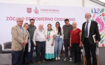 CDMX / Comparte Clara Brugada experiencia de audiencias, en el Zócalo de Gobierno Ciudadano, con autoridades de Brasil